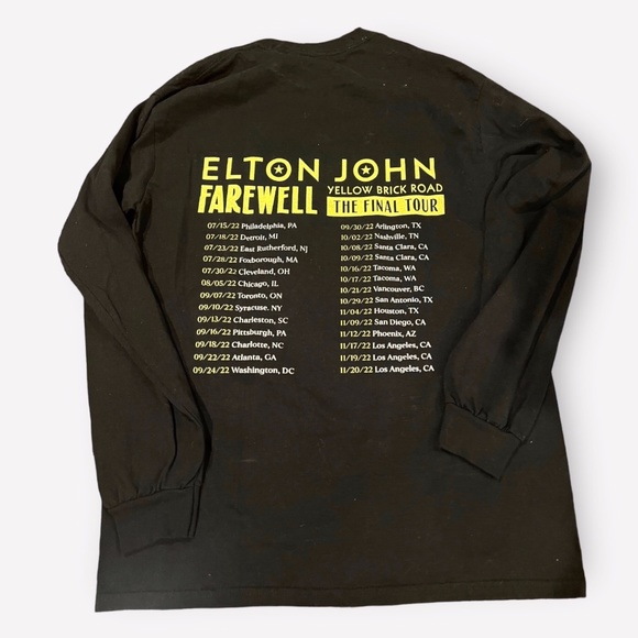 Elton John Farewell Tour 2022 Yellow Brick Road Long Sleeve T-Shirt Sz M - Picture 4 of 6